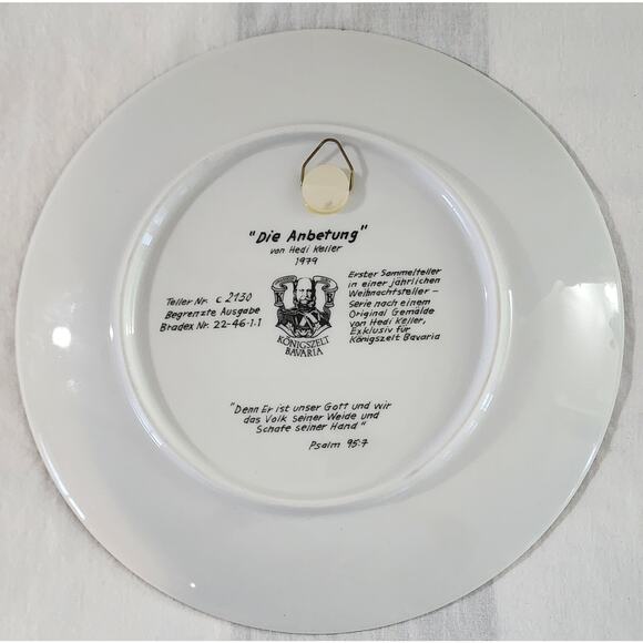 Christmas Bavarian "Die Anbetung" Hedi Keller '79 Collector Plate # Certificate - Picture 2 of 6